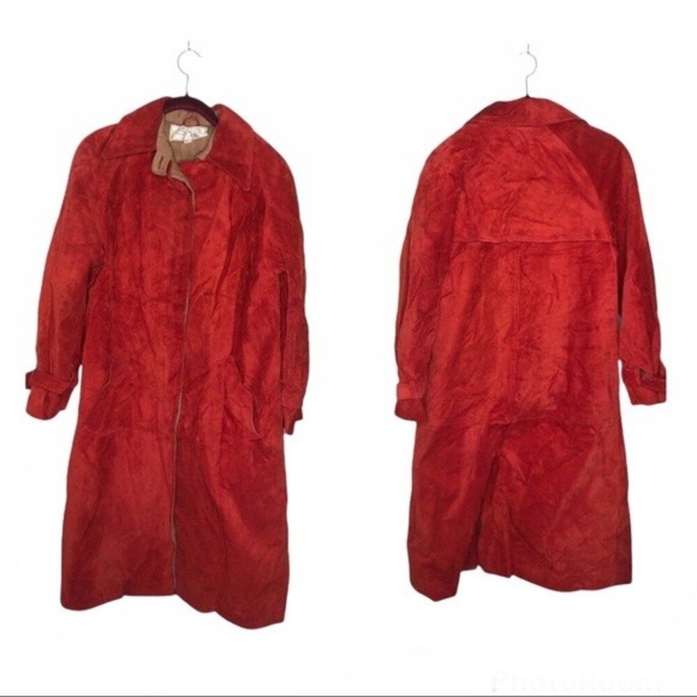 BEGED OR Israel Suede Coat Fully Lined Rust Color Midi Womens Size 8 VINTAGE - Picture 8 of 8